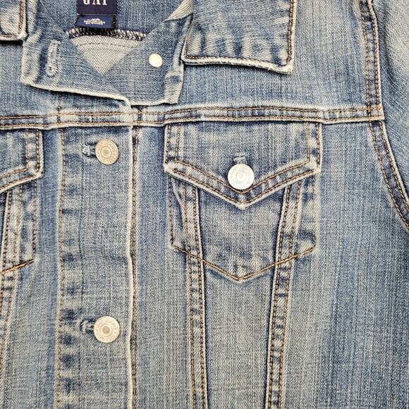 Vintage 90s GAP Denim Jacket Womens 2XS/XS 16x20 Faded Blue - Picture 13 of 15